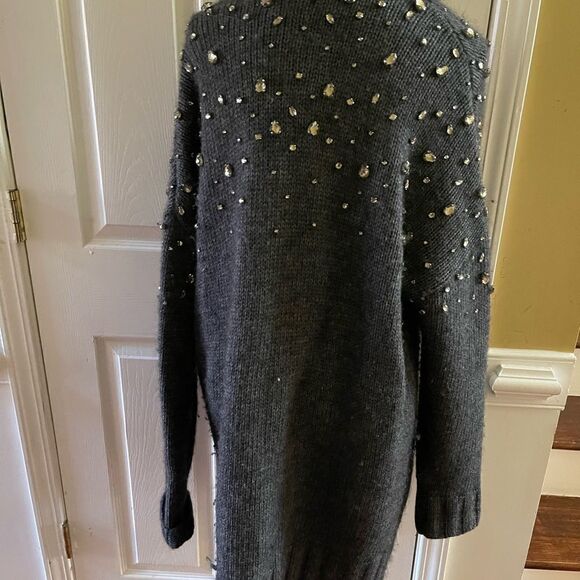 Juicy Couture Black Label Dark gray knit Sweater Rhinestone accents.Size XL - Picture 5 of 12
